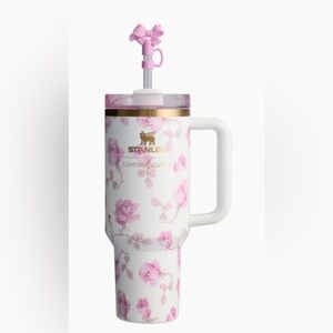 Stanley Pink Floral Tumbler with Gold Accents
